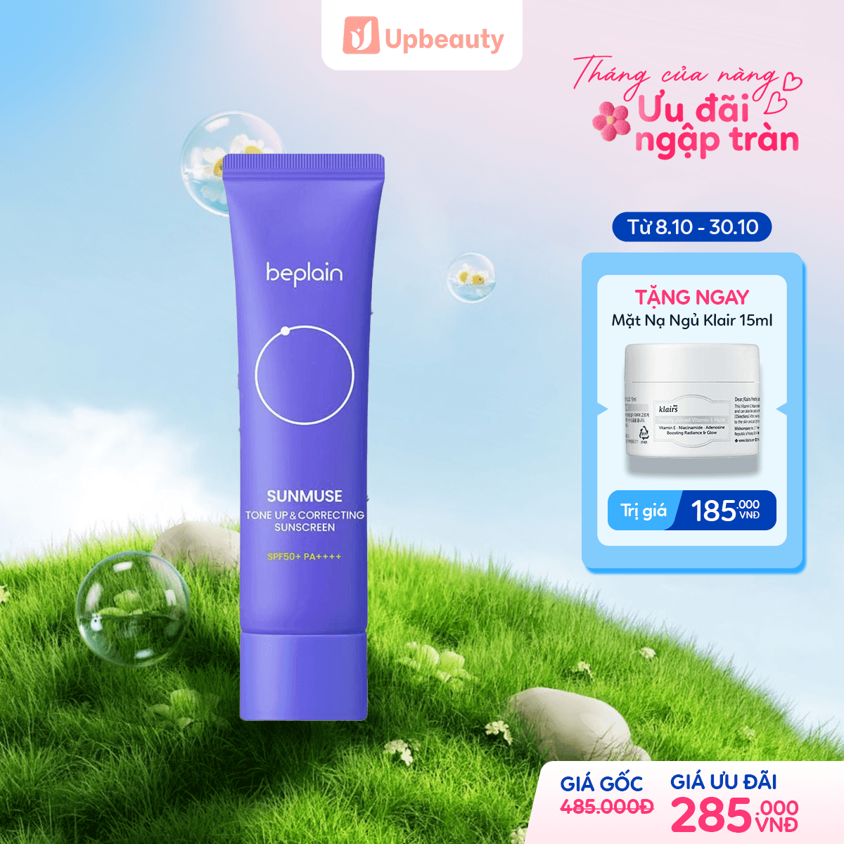 [QUÀ TẶNG] Kem Chống Nắng BEPLAIN Sunmuse Tone-Up & Correcting Sunscreen SPF50+ PA++++ 10ml - ảnh 2