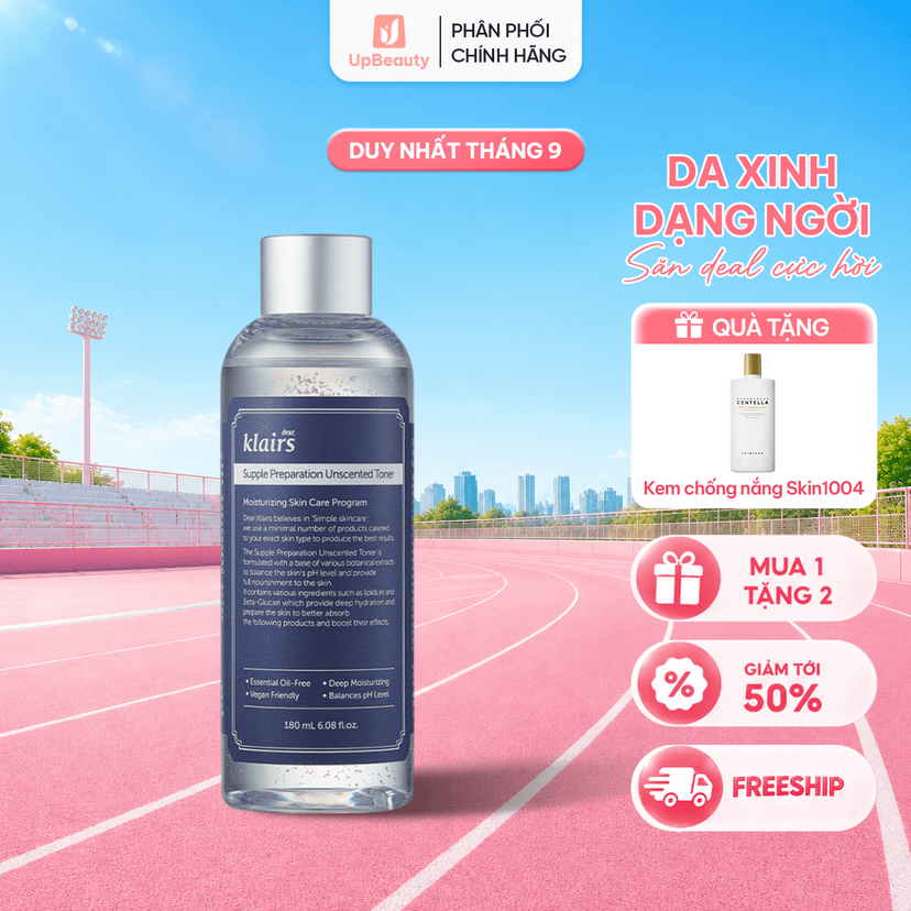 Nước Hoa Hồng Klairs Supple Preparation Unscented Toner Dưỡng Ẩm Sâu, Làm Dịu Da 180ml