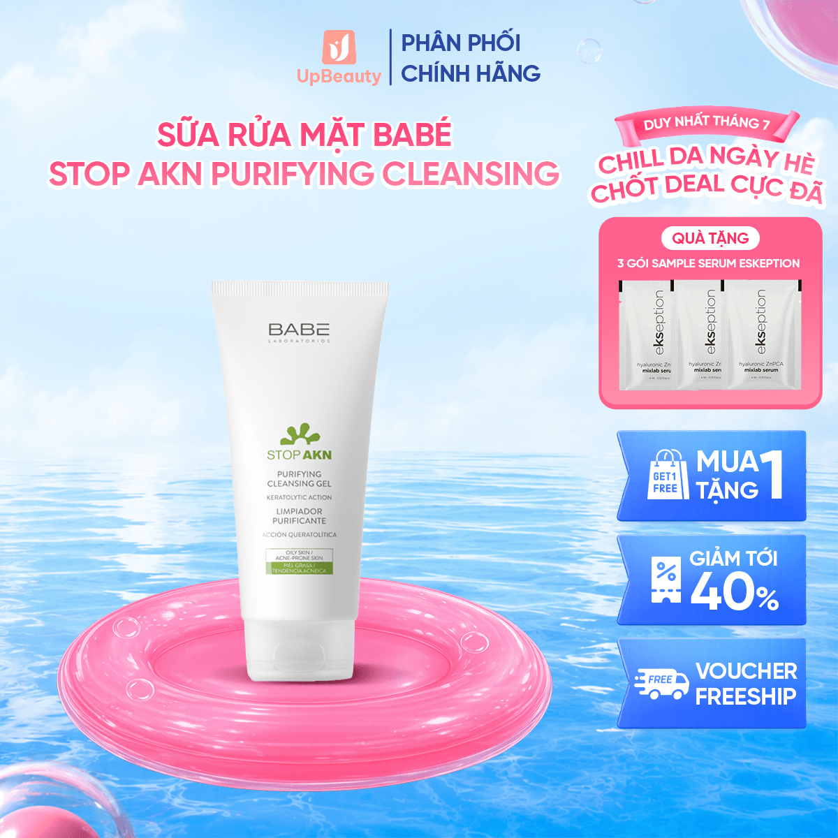 Sữa Rửa Mặt Cho Da Dầu Mụn Babé Stop Akn Purifying Cleansing Gel Làm Sạch Sâu, Hỗ Trợ Cải Thiện Mụn 200ml - ảnh 2
