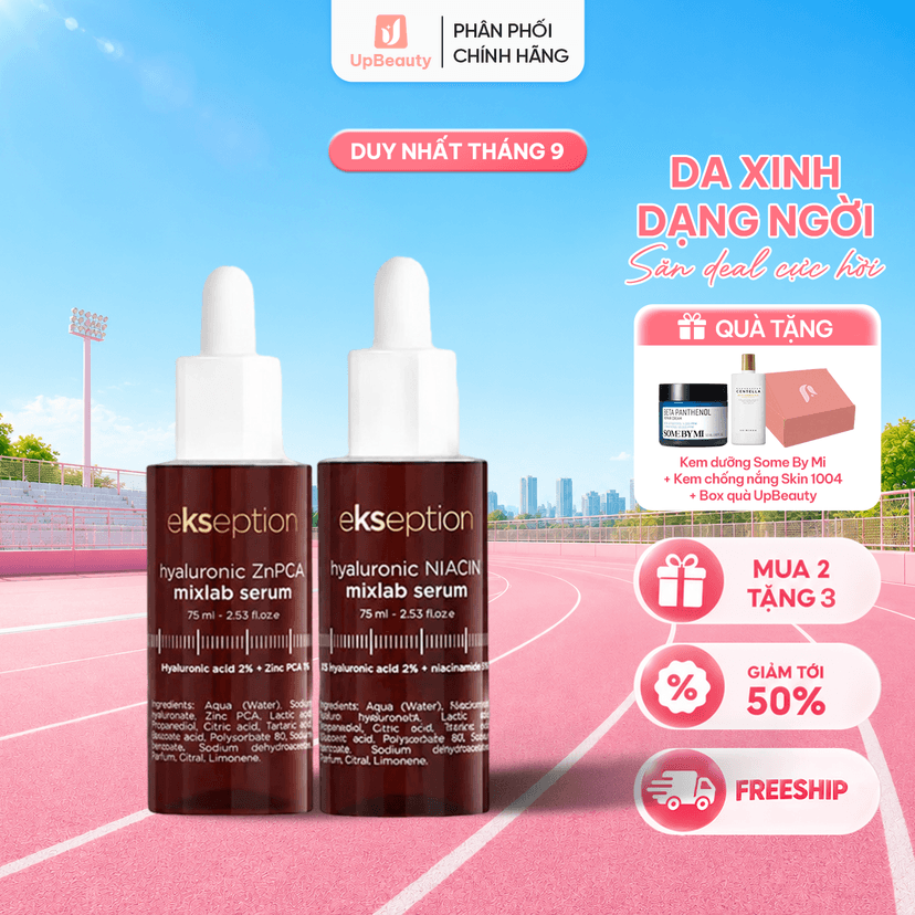 Bộ Đôi Hỗ Trợ Giảm Mụn, Mờ Thâm & Cải Thiện Lỗ Chân Lông Ekseption (Kẽm + Hyaluronic Niacin)