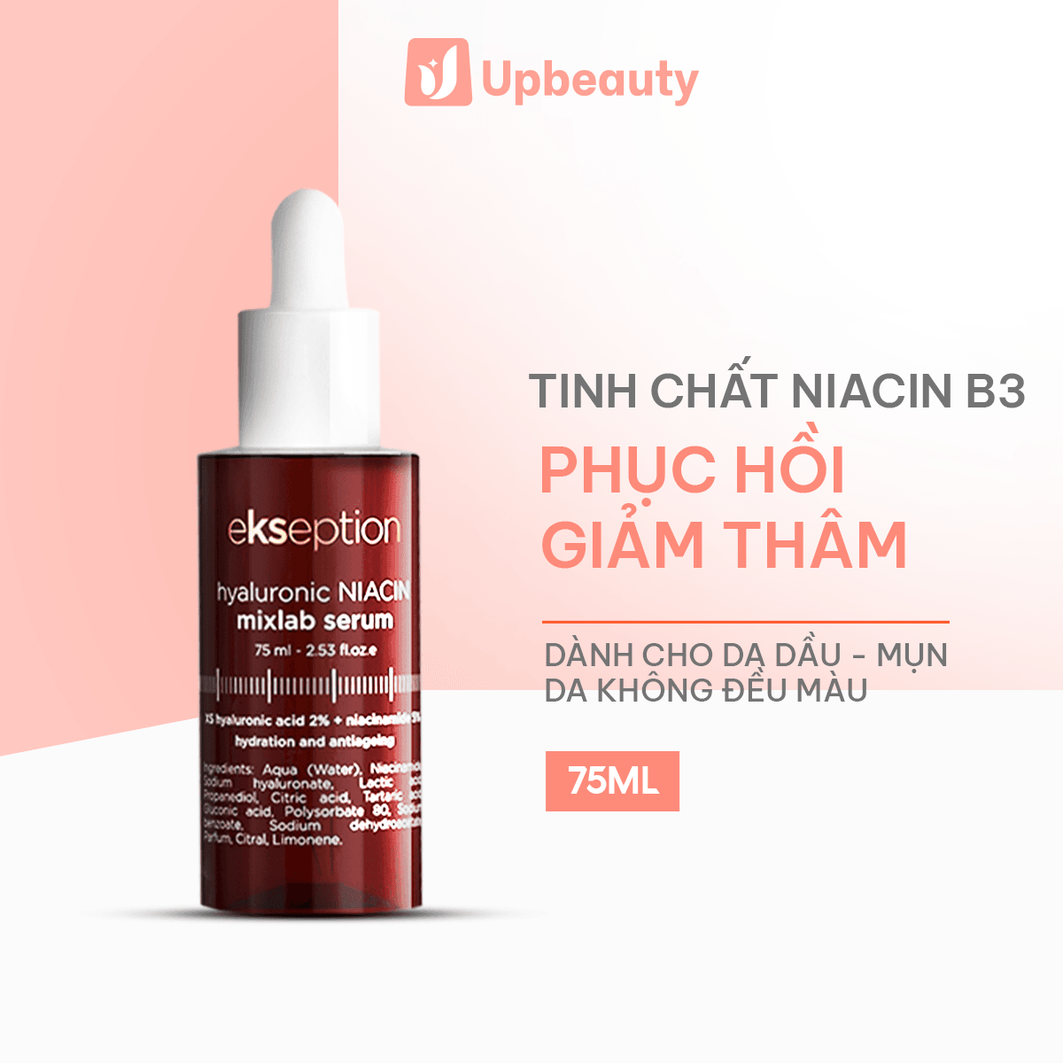 Serum Ekseption NIACIN B3 Hyaluronic Mixlab 75ml dưỡng ẩm da, giúp da mịn màng - ảnh 2