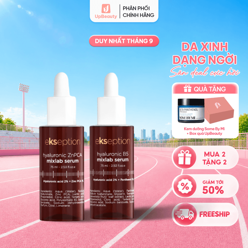 Combo Serum Ekseption B5 Hyaluronic Mixlab 75ml Giúp Làm Dịu Da Và Kẽm ZNPCA Hyaluronic Mixlab 75ml Hỗ Trợ Kiểm Soát Dầu Combo Serum Ekseption B5 Hyaluronic Mixlab 75ml Giúp Làm Dịu Da Và Kẽm ZNPCA Hyaluronic Mixlab 75ml Hỗ Trợ Kiểm Soát Dầu