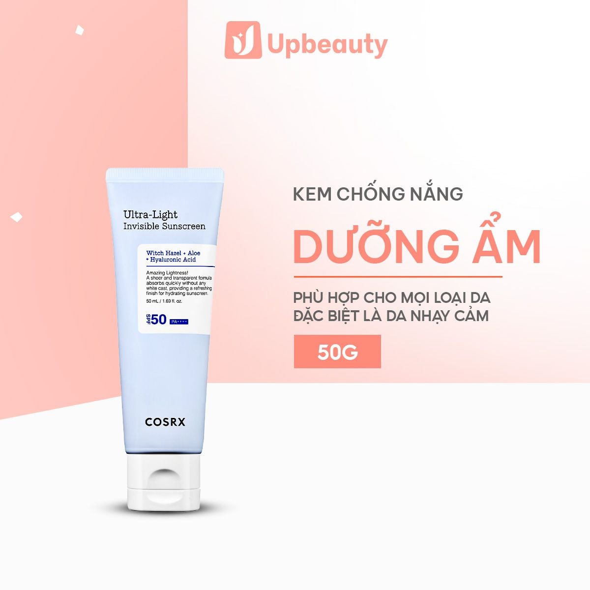 Kem Chống Nắng COSRX Ultra-Light Invisible Sunscreen SPF50 PA++++ Bảo Vệ Da Và Dưỡng Ẩm 50g - ảnh 2