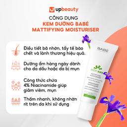 Kem Dưỡng Kiềm Dầu Giảm Mụn LABORATORIOS BABÉ Mattifying Moisturiser 50ml - Hỗ Trợ Mờ Thâm, Sáng Da Kem Dưỡng Kiềm Dầu Giảm Mụn LABORATORIOS BABÉ Mattifying Moisturiser 50ml - Hỗ Trợ Mờ Thâm, Sáng Da