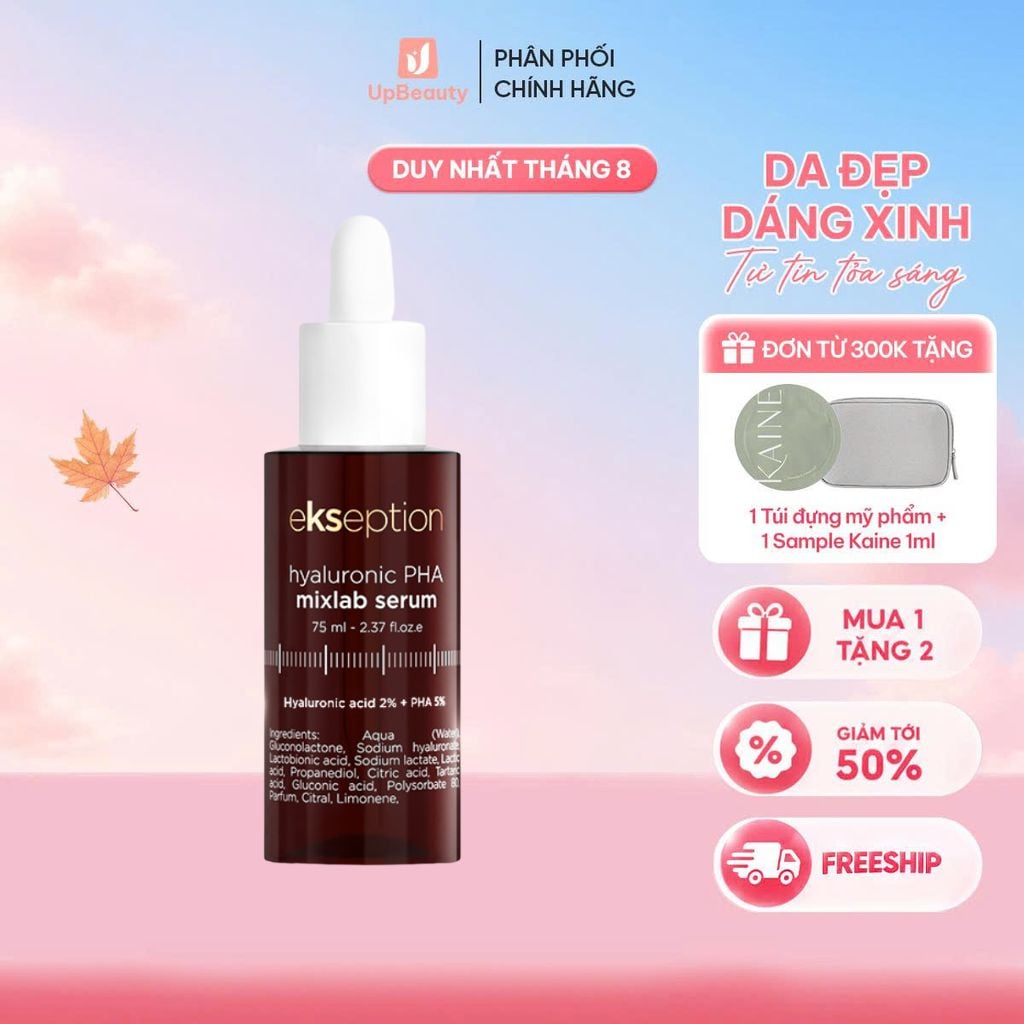 Serum Ekseption Hyaluronic PHA 75ml dưỡng ẩm da, giúp da sáng và căng mọng