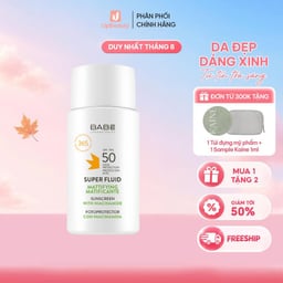 Kem Chống Nắng Phổ Rộng Dành Cho Da Dầu Mụn BABÉ Super Fluid Mattifying Sunscreen SPF50 50ml Kem Chống Nắng Phổ Rộng Dành Cho Da Dầu Mụn BABÉ Super Fluid Mattifying Sunscreen SPF50 50ml