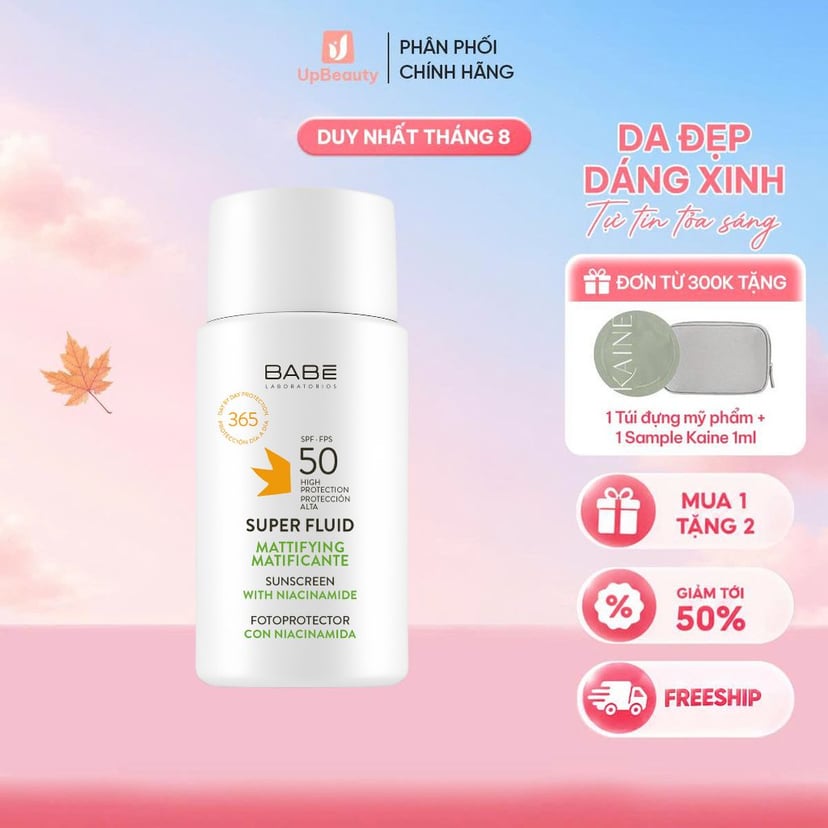 Kem Chống Nắng Phổ Rộng Dành Cho Da Dầu Mụn BABÉ Super Fluid Mattifying Sunscreen SPF50 50ml Kem Chống Nắng Phổ Rộng Dành Cho Da Dầu Mụn BABÉ Super Fluid Mattifying Sunscreen SPF50 50ml