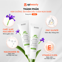 Kem Dưỡng Kiềm Dầu Giảm Mụn LABORATORIOS BABÉ Mattifying Moisturiser 50ml - Hỗ Trợ Mờ Thâm, Sáng Da Kem Dưỡng Kiềm Dầu Giảm Mụn LABORATORIOS BABÉ Mattifying Moisturiser 50ml - Hỗ Trợ Mờ Thâm, Sáng Da