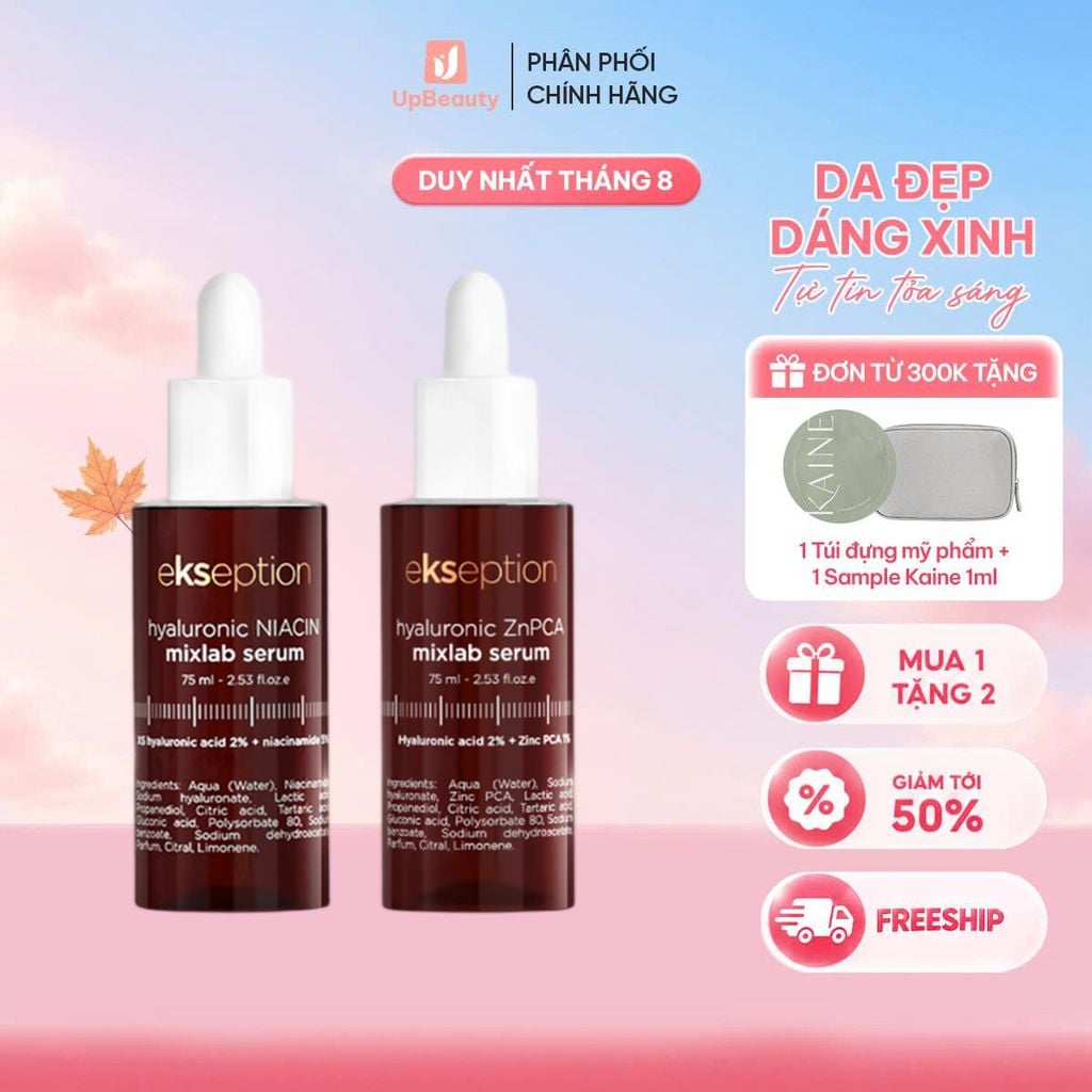 Bộ Đôi Hỗ Trợ Giảm Mụn, Mờ Thâm & Cải Thiện Lỗ Chân Lông Ekseption (Kẽm + Hyaluronic Niacin) - ảnh 2
