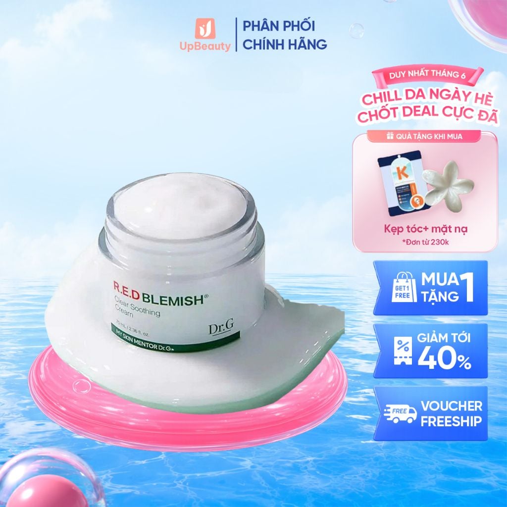 Bộ Chăm Sóc Da Dr.G Red Blemish Clear Soothing Cream Bonus Set (Bao Gồm 1 Kem Dưỡng 70ml Và 1 Kem Chống Nắng 20ml)