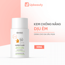 Kem Chống Nắng Phổ Rộng Dành Cho Da Dầu Mụn BABÉ Super Fluid Mattifying Sunscreen SPF50 50ml Kem Chống Nắng Phổ Rộng Dành Cho Da Dầu Mụn BABÉ Super Fluid Mattifying Sunscreen SPF50 50ml