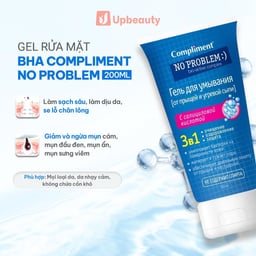 Gel Rửa Mặt Compliment No Problem Làm Sạch Sâu, Hỗ Trợ Cải Thiện Mụn 200ml Gel Rửa Mặt Compliment No Problem Làm Sạch Sâu, Hỗ Trợ Cải Thiện Mụn 200ml
