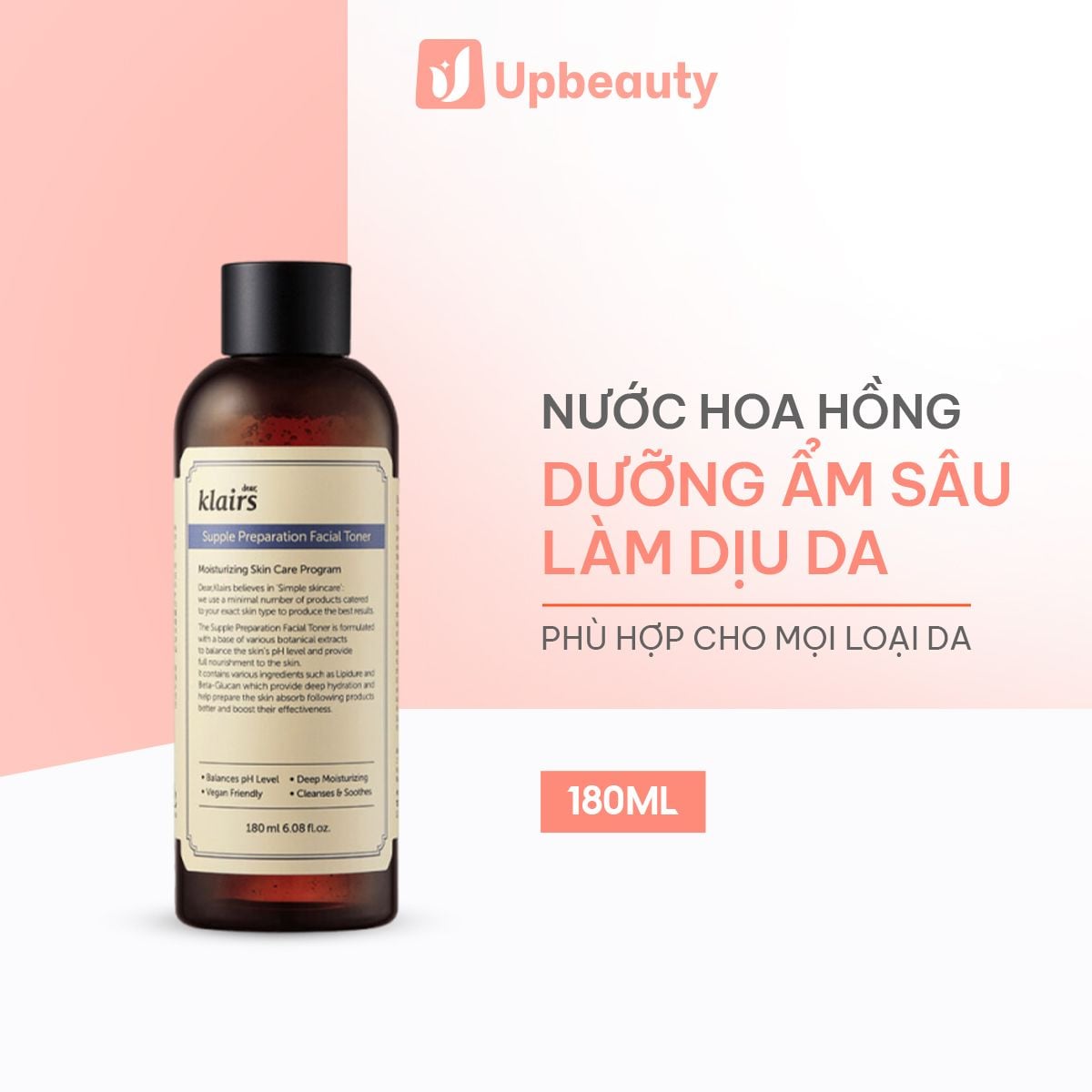 Nước hoa hồng Klairs Supple Preparation Facial Toner dịu nhẹ, cân bằng độ pH, dưỡng ẩm sâu 180ml - ảnh 2