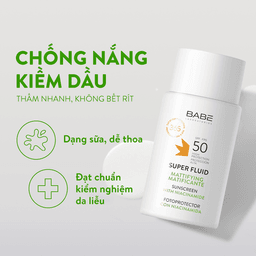 Kem Chống Nắng Phổ Rộng Dành Cho Da Dầu Mụn BABÉ Super Fluid Mattifying Sunscreen SPF50 50ml Kem Chống Nắng Phổ Rộng Dành Cho Da Dầu Mụn BABÉ Super Fluid Mattifying Sunscreen SPF50 50ml