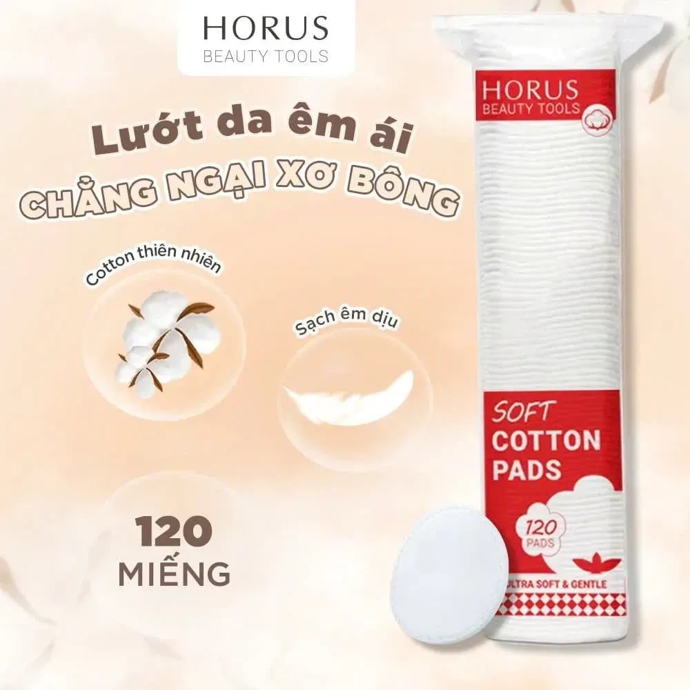 Bông Tẩy Trang Horus Soft Cotton Pads Mềm Mại, Làm Sạch Da 120 pads - ảnh 2